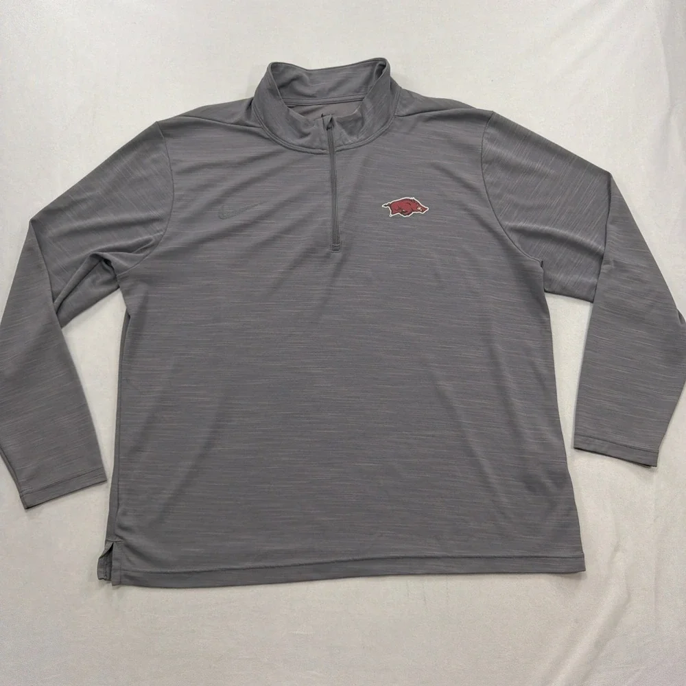 Nike Pullover Arkansas Razorbacks Intensity 1/4 Zip Grey Heather Mens XXL